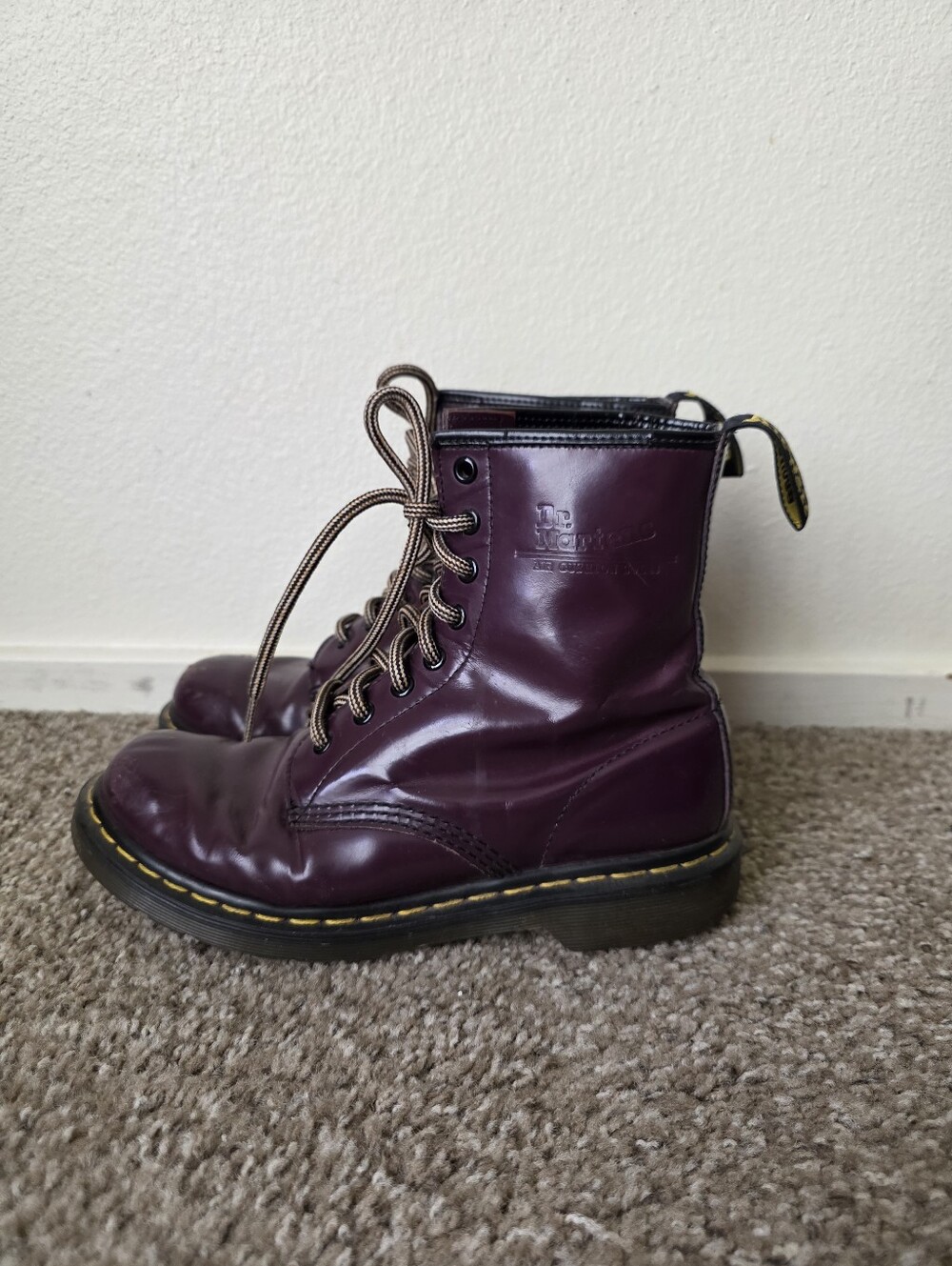 Dr. Martens Plum Leather Lace-Up Boots - Picture 2 of 8